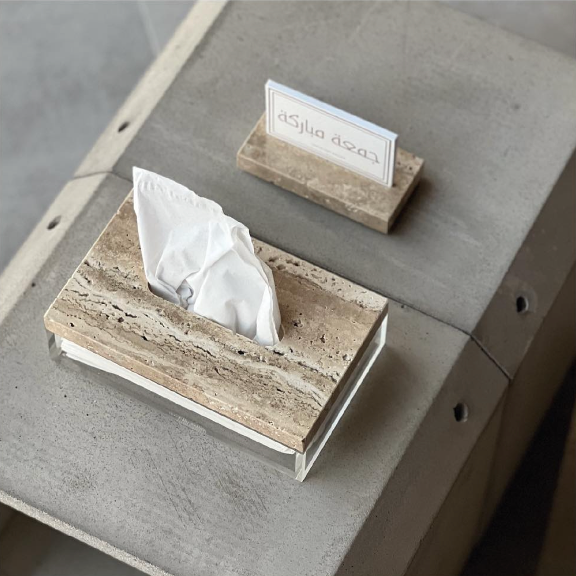 Acrylic Boxes with Travertine Covers (set)